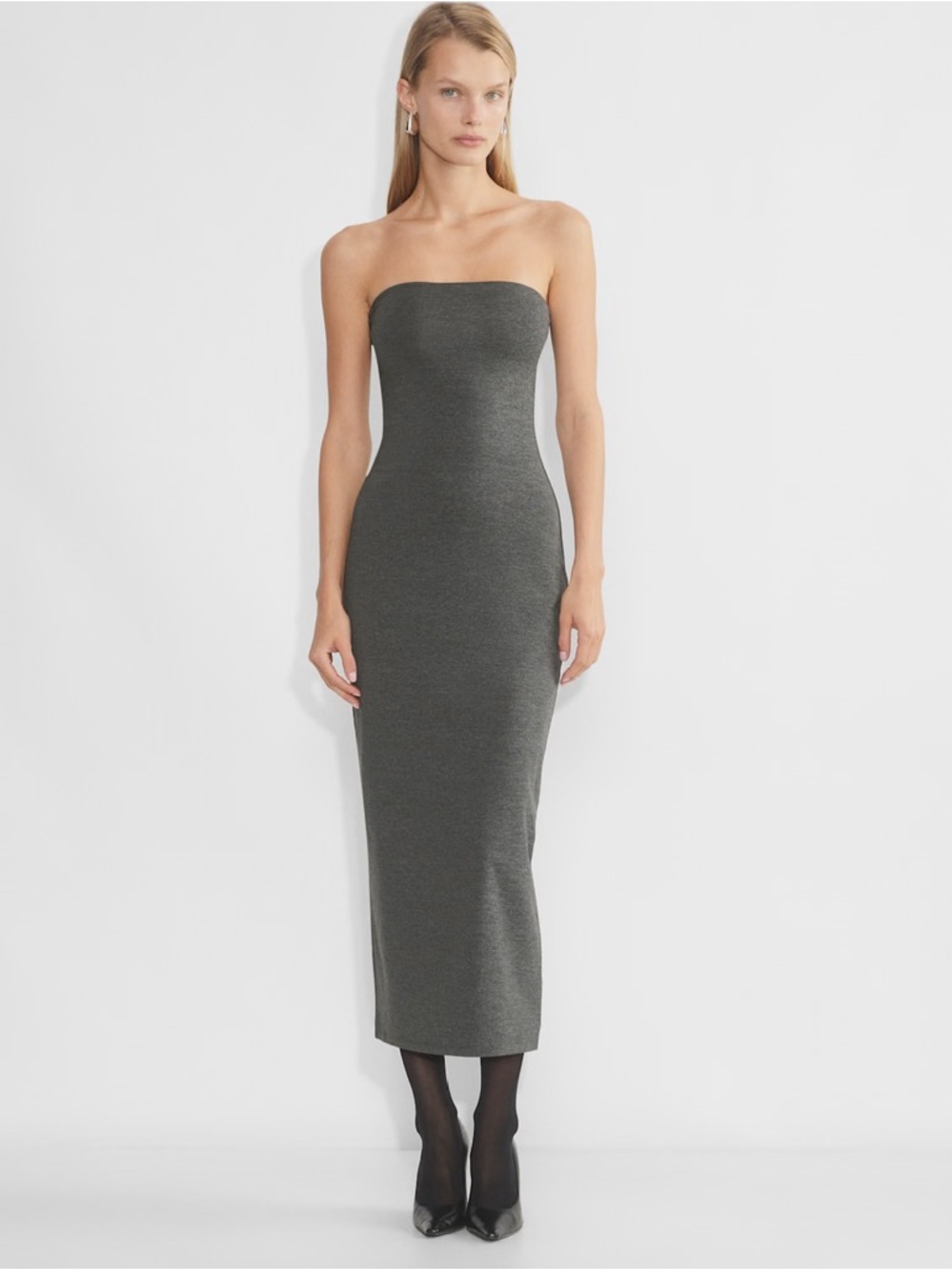 Aritzia Contour Maxi Tube Dress Size L in Heather Charcoal Like New